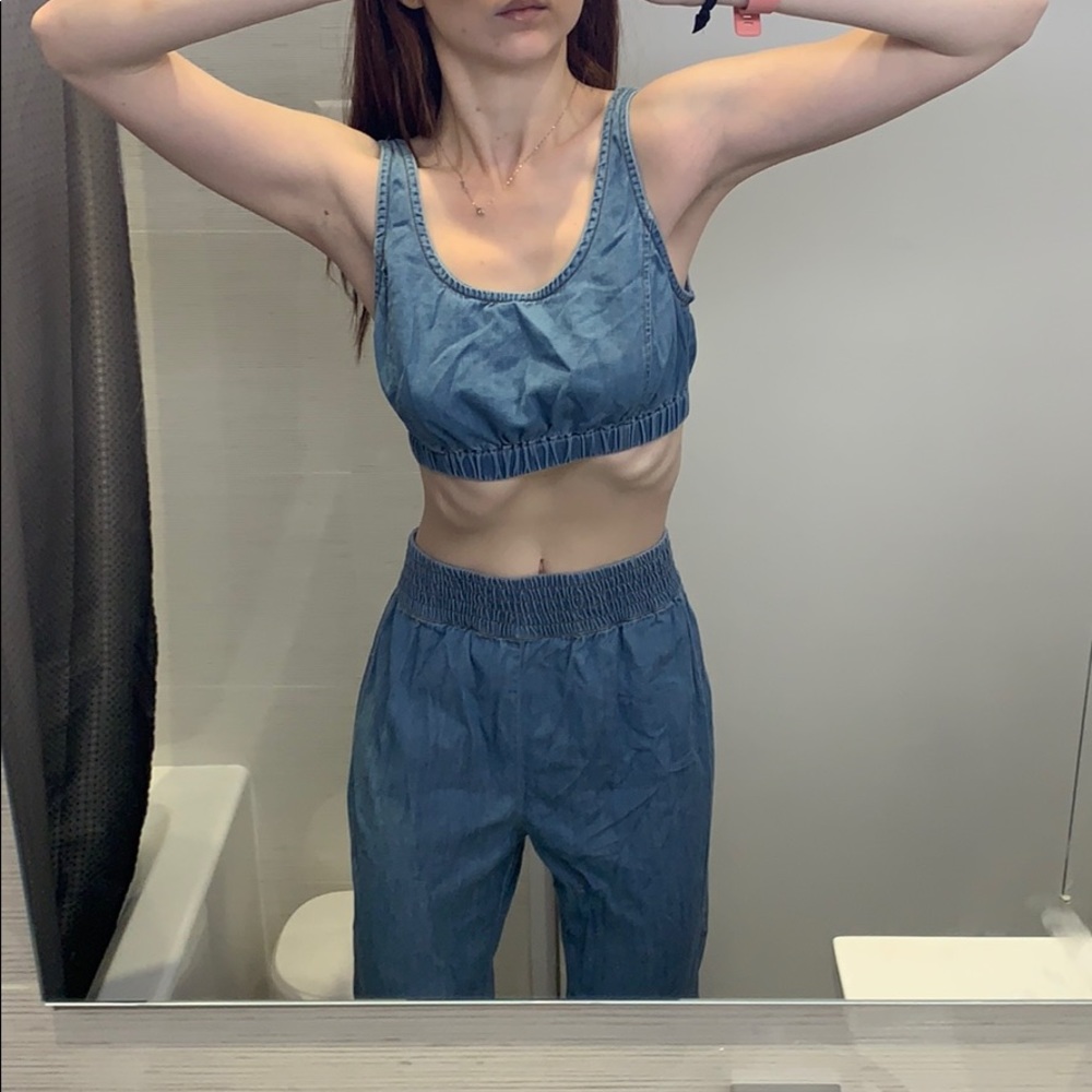 Cute Blue Denim type matching set